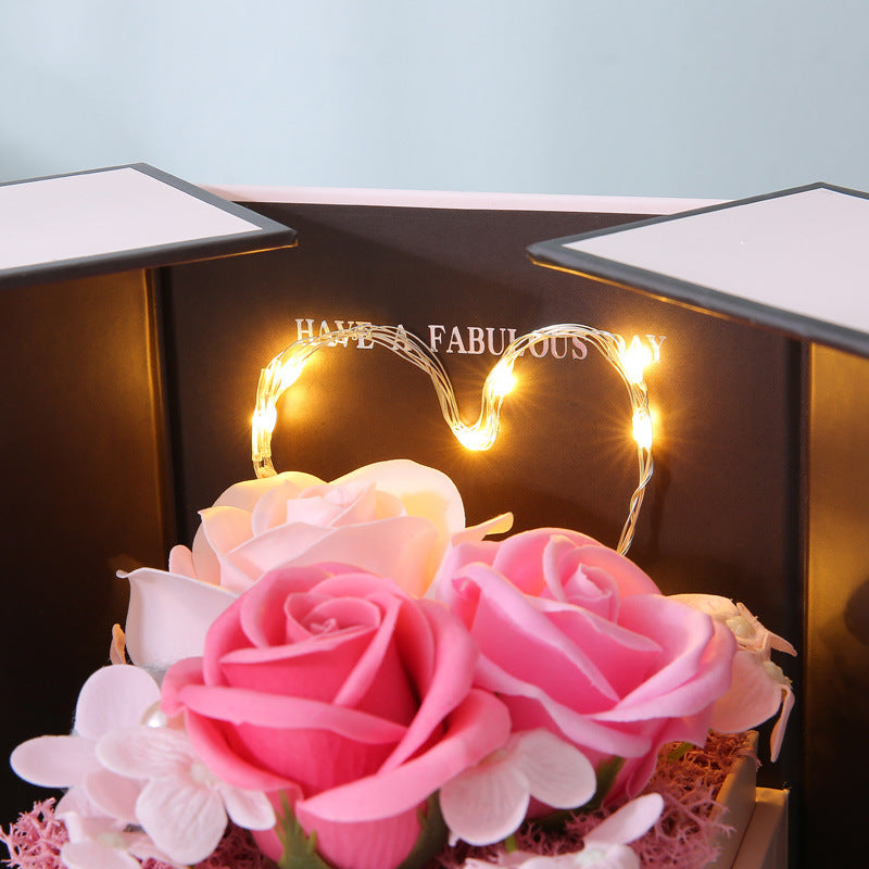 Mothers Day Gift Double Door Rose Gift Box Jewelry Creative Decorate Boxs