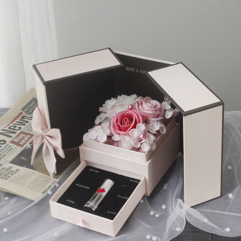 Mothers Day Gift Double Door Rose Gift Box Jewelry Creative Decorate Boxs